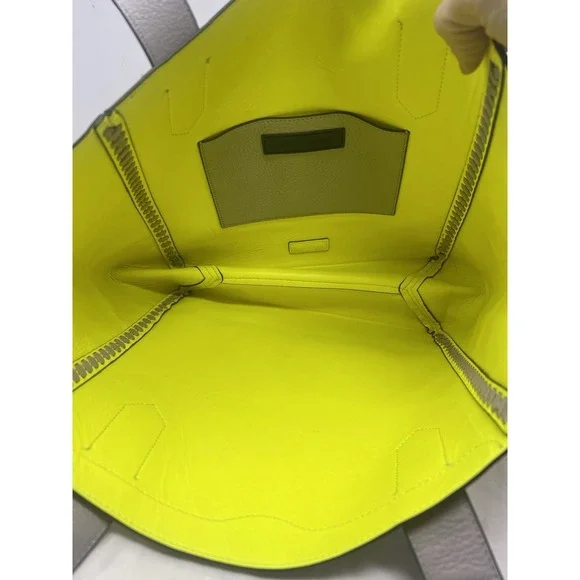 Rebecca Minkoff  Panama Leather Tote Bag Grey / Lime Inner $295 EUC - Picture 11 of 14